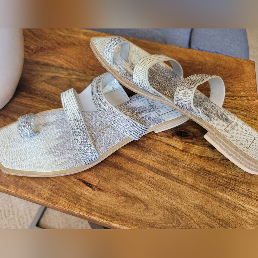 Dolce Vita Sandals Isala Pewter Embossed Lizard